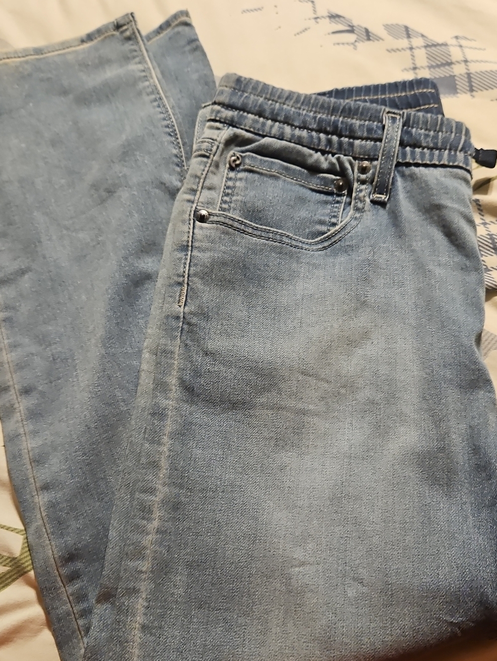 Boys Light Blue Elastic Waist Denim Jeans